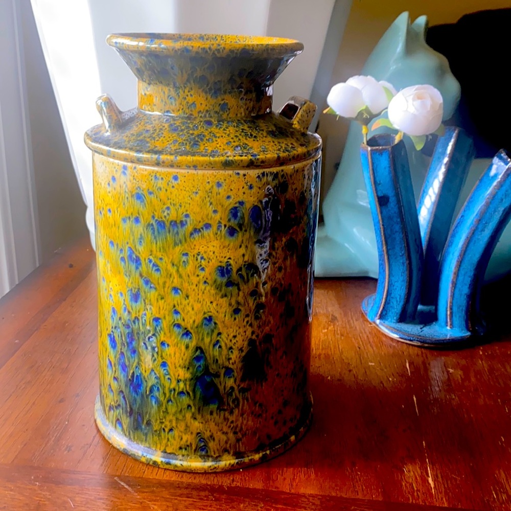 MCM PEACOCK GLAZE 9’ canister milk jug style
